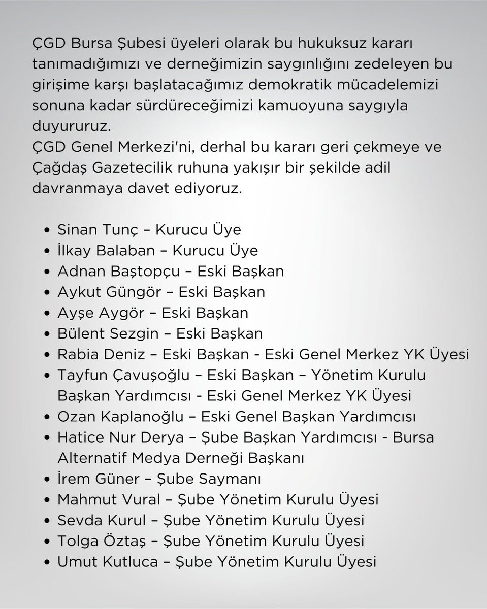 Çağdaş gazeteciler olarak bu hukuk garabetine karşı ortak açıklamamızdır