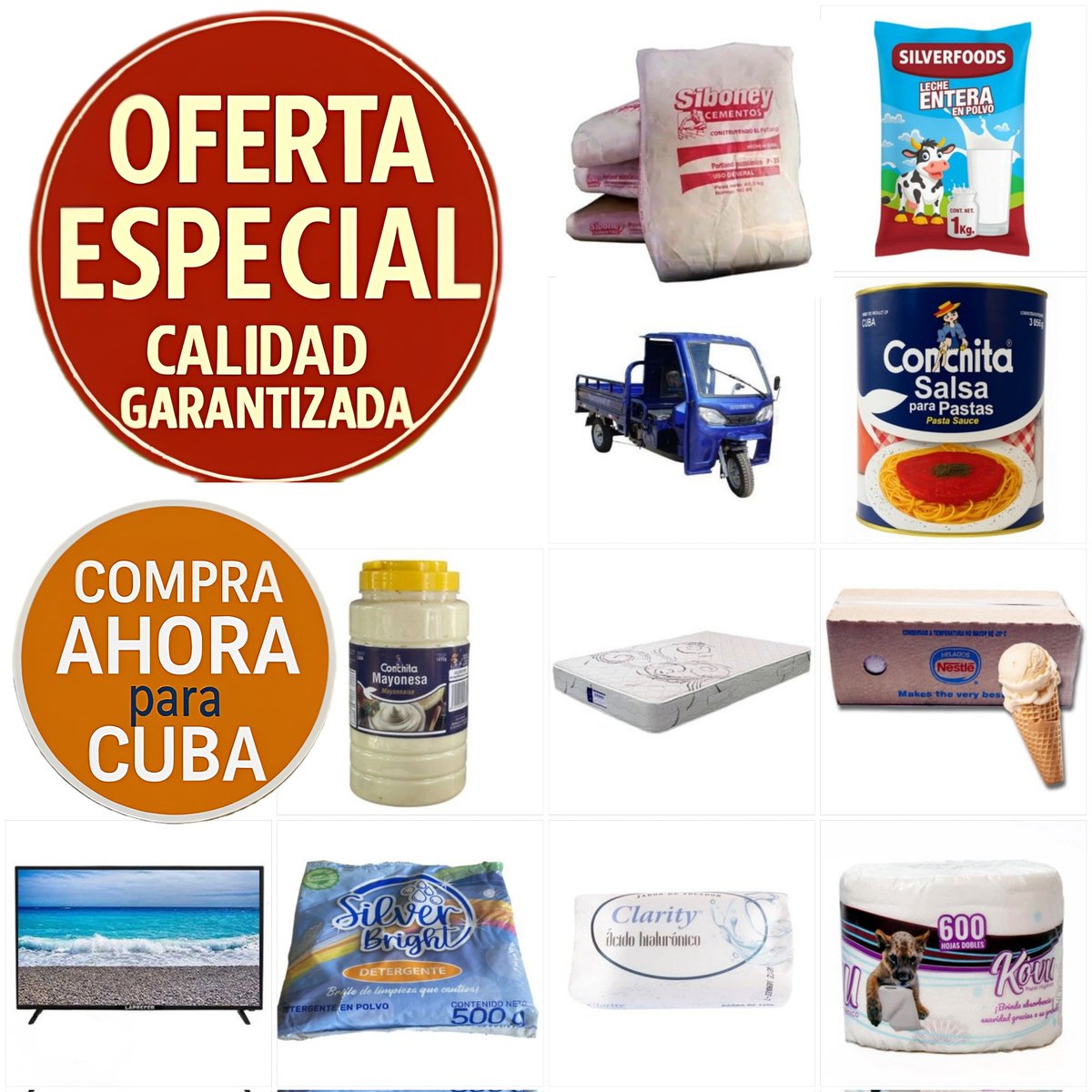 BermudezLidiana's tweet image. 🤩¡Aprovecha las NUEVAS OFERTAS en #CompraDTodo 😱
👌🏽Ahí pueden encontrar descuentos increíbles en una amplia variedad de productos. 
🔹️Leche entera en polvo SILVERFOODS 1KG
🔹️Salsa para Pasta en lata 
🔹️ Papel higiénico 
🔹️ y Más...
👉🏽 Compradtodo.com 
#Cuba