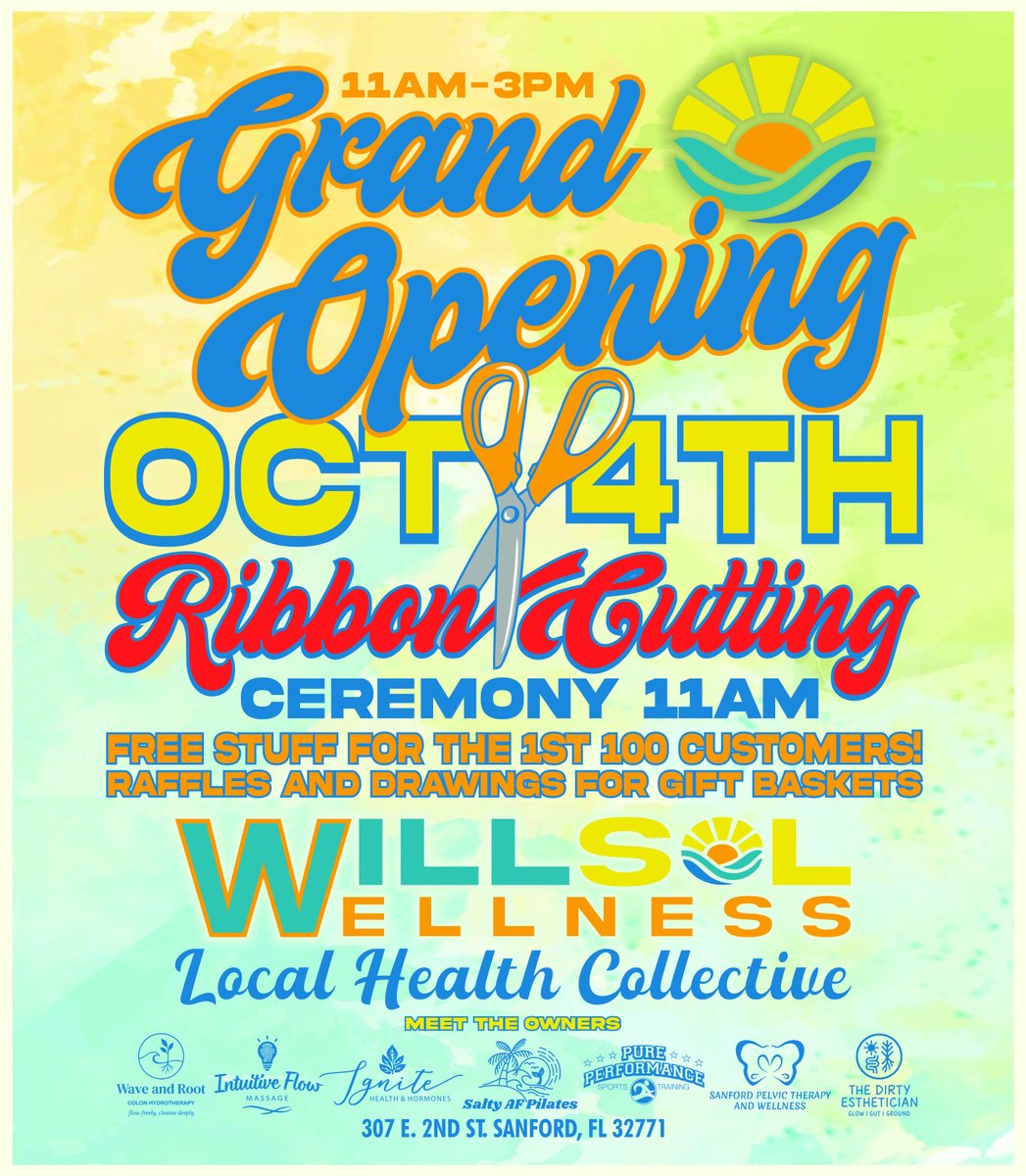 Grand Opening. Health &amp; wellness collective, local practitioners. Free items for first 100 customers. Raffles &amp; drawings for gift baskets. Sports Training, Pilates, Pelvic Therapy &amp; Wellness, Massage , Health &amp; Hormone, Wave &amp; Root Colon Hydrotherapy &amp; Esthetician.