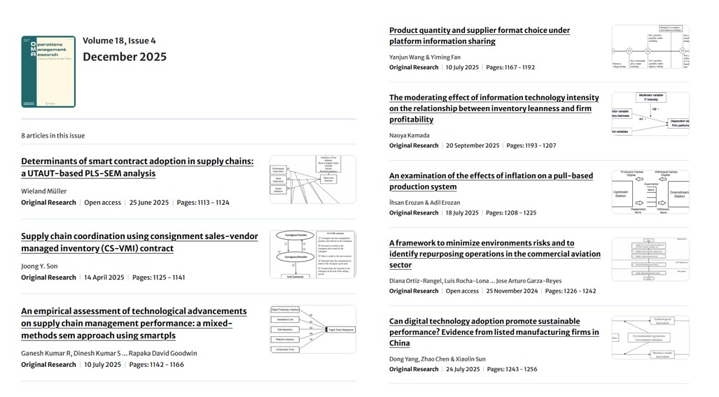 Springernomics's tweet image. 🚨Operations Management Research🚨
👀Check our latest publication with 8 brand-new articles✨
link.springer.com/journal/12063/…