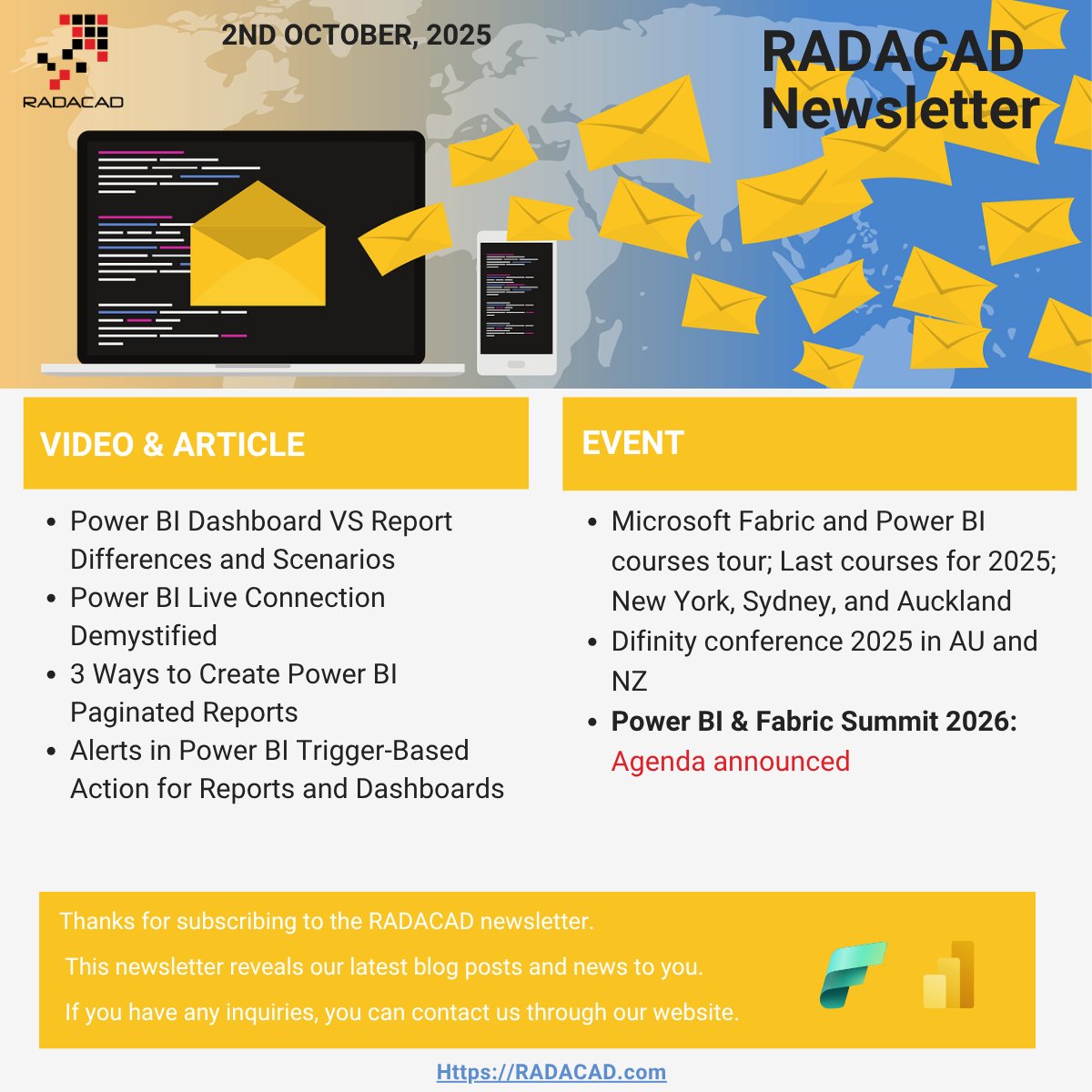 RADACAD_COM's tweet image. #RADACAD #PowerBI #MicrosoftFabric #newsletter edition 2nd Oct 2025 is out

find out latest news about #DataAnalytics #Analytics, our upcoming #training #workshop and #conference plus updates articles and videos from our team

radacad.activehosted.com/index.php?acti…

#DataWarehousing…
