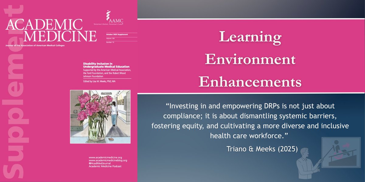 DocsWith's tweet image. 🌸Enhancing the learning environment is key for #DisabilityInclusion in #MedEd! 

The @AcadMedJournal supplement articles in this theme demonstrate how schools can exceed compliance by expanding frameworks, standardizing language &amp;amp; empowering DRPs. 

🔗bit.ly/AM_DisabilityS…