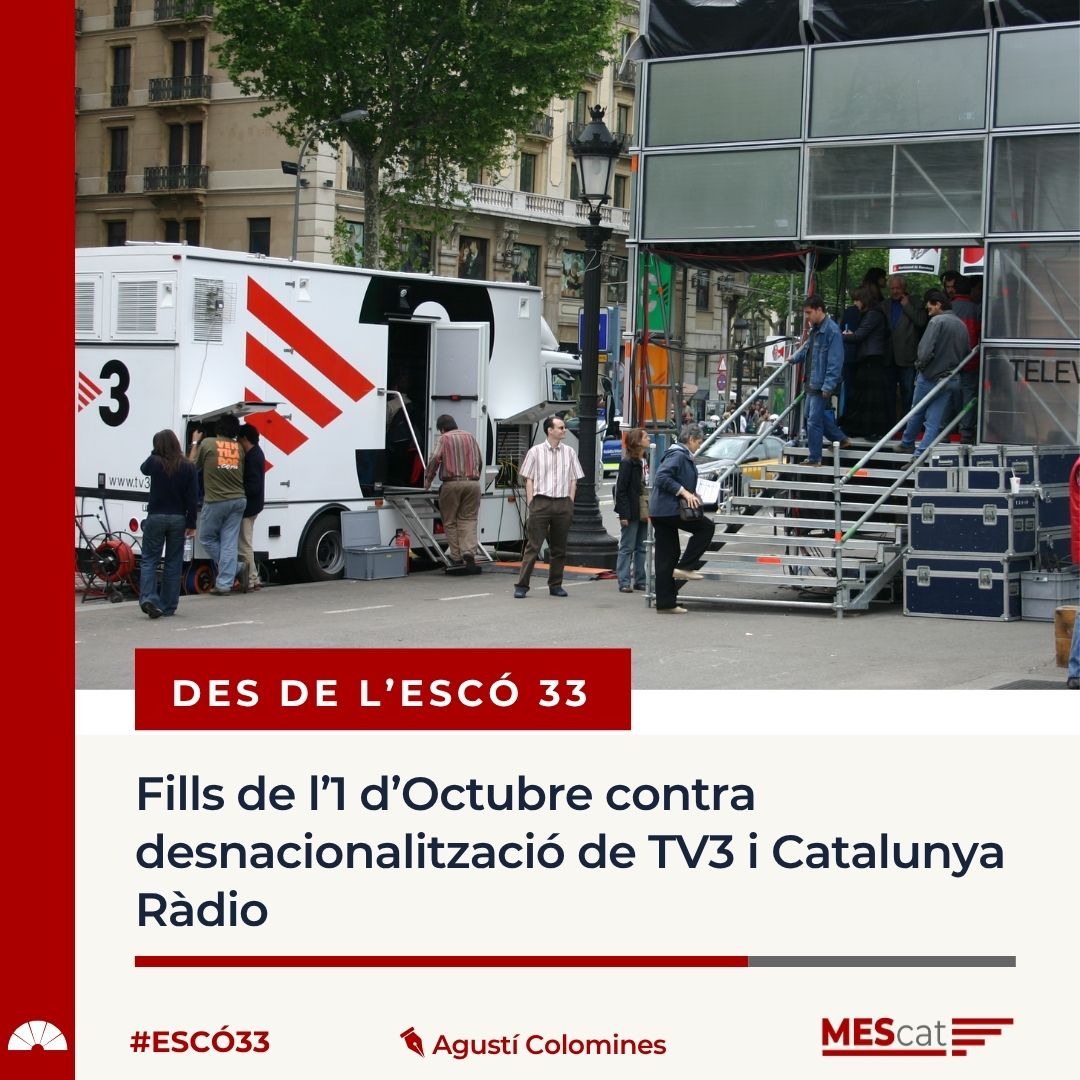 Fills de l’1O contra desnacionalització de TV3 i Catalunya Ràdio.
<a href="/AgustiColomines/">Agustí Colomines i Companys</a> a #Escó33
Nosaltres som fills de l’1 d’Octubre. Aquell dia vam defensar urnes i democràcia.
Vostès, en canvi, eren a l’altre costat. Amb els qui brandaven les porres.
mesesquerres.cat/fills-de-l1-do…