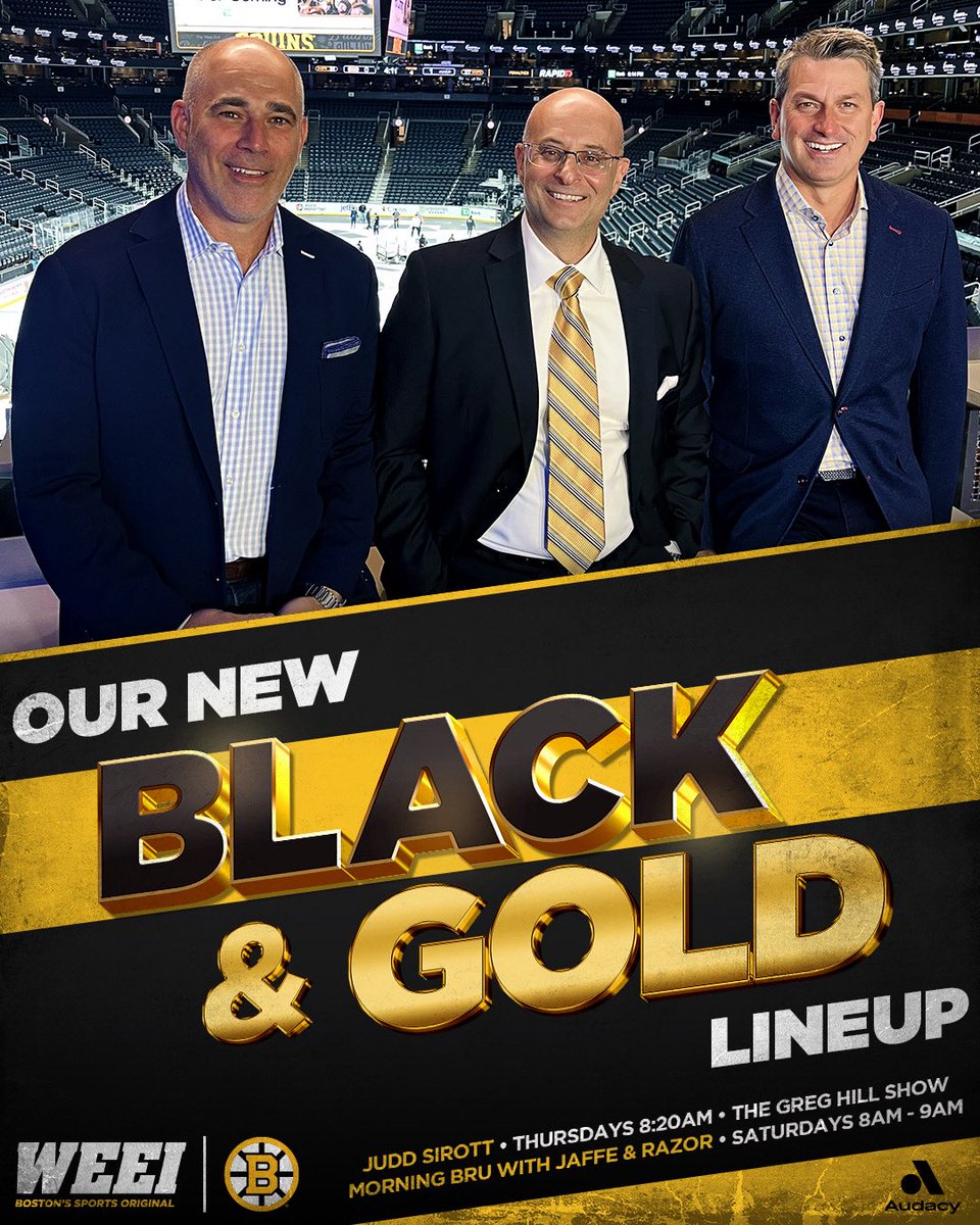 Follow <a href="/WEEI/">WEEI</a> and follow the latest with the team! Season starts Wednesday, 10/8, in D.C. New season. New lineup. 
<a href="/Judd_Sirott/">Judd Sirott</a> <a href="/BJaffe/">Billy Jaffe</a> <a href="/AndrewRaycroft/">Andrew Raycroft</a>