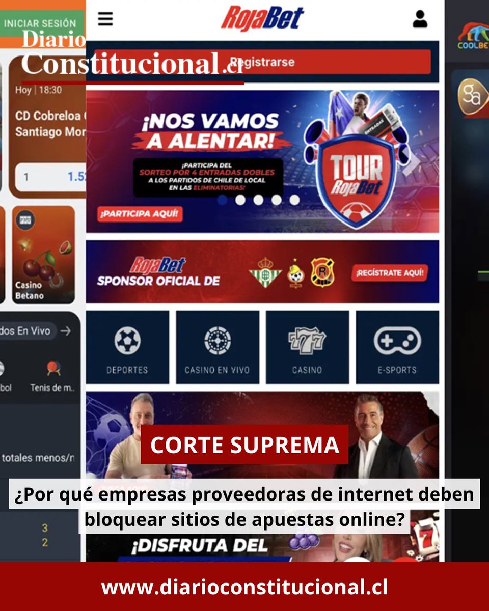 📢 ¿Deben los ISP bloquear sitios de apuestas online ilegales?

La Corte Suprema ordena que Claro, Entel, VTR y otras bloqueen estas plataformas, pues operan al margen de la ley.

Más en 👉 diarioconstitucional.cl/2025/10/02/por…

#JuegosDeAzar #DerechoDigital #CorteSuprema