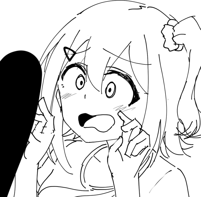 棒状のなにかの世話を要求されて驚いてるみらい()ちゃん 