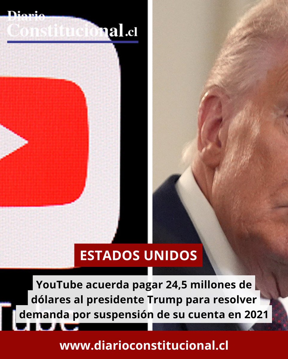 📕 YouTube acuerda pagar 245 millones de dólares a Donald Trump por la suspensión de su cuenta en 2021. El caso revive el debate sobre libertad de expresión en plataformas digitales.
Léelo 👉 diarioconstitucional.cl/2025/10/02/you…
#DerechoDigital #LibertadDeExpresión #ActualidadJurídica