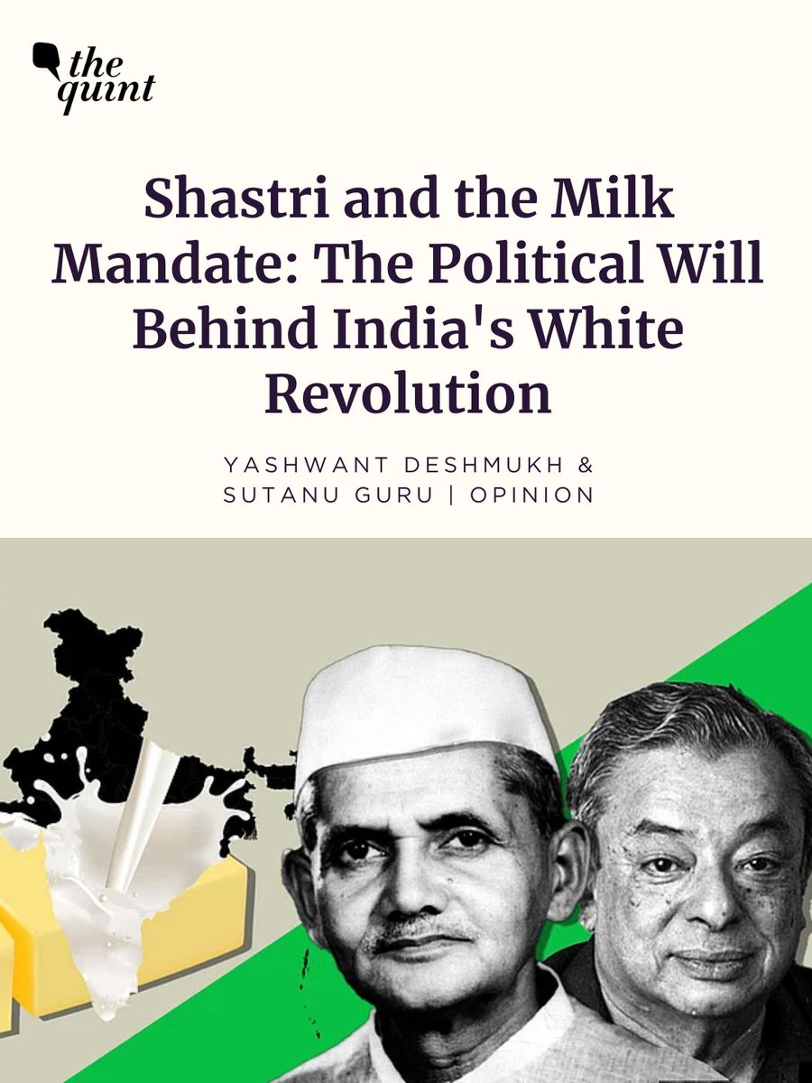 TheQuint's tweet image. #REPLUG | On Lal Bahadur Shastri's birth anniversary, here's a look back at how he and pioneering technocrat Verghese Kurien transformed dairy farming in India. @YRDeshmukh @GuruSutanu Read: thequint.com/opinion/lal-ba…