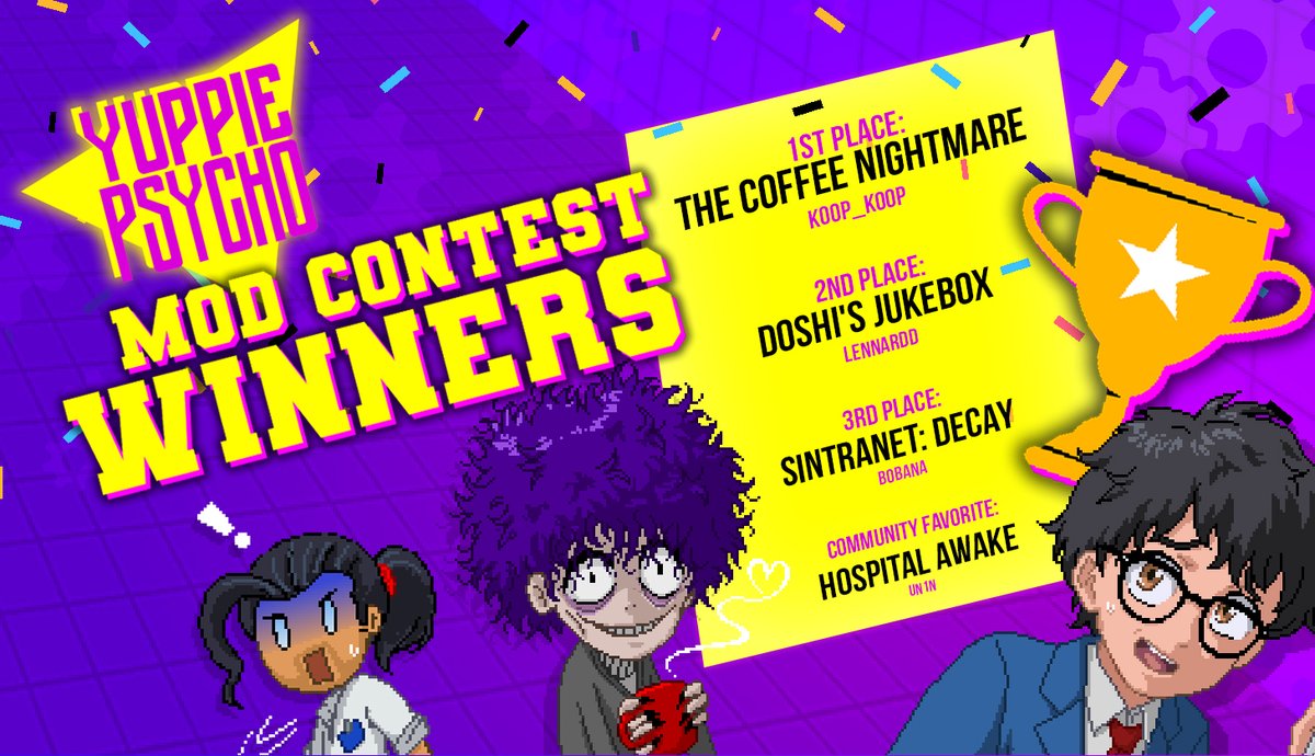 o(≧▽≦)o🏆
Yuppie Psycho Mod Competition Winners!!!

More info:
store.steampowered.com/news/app/59776…