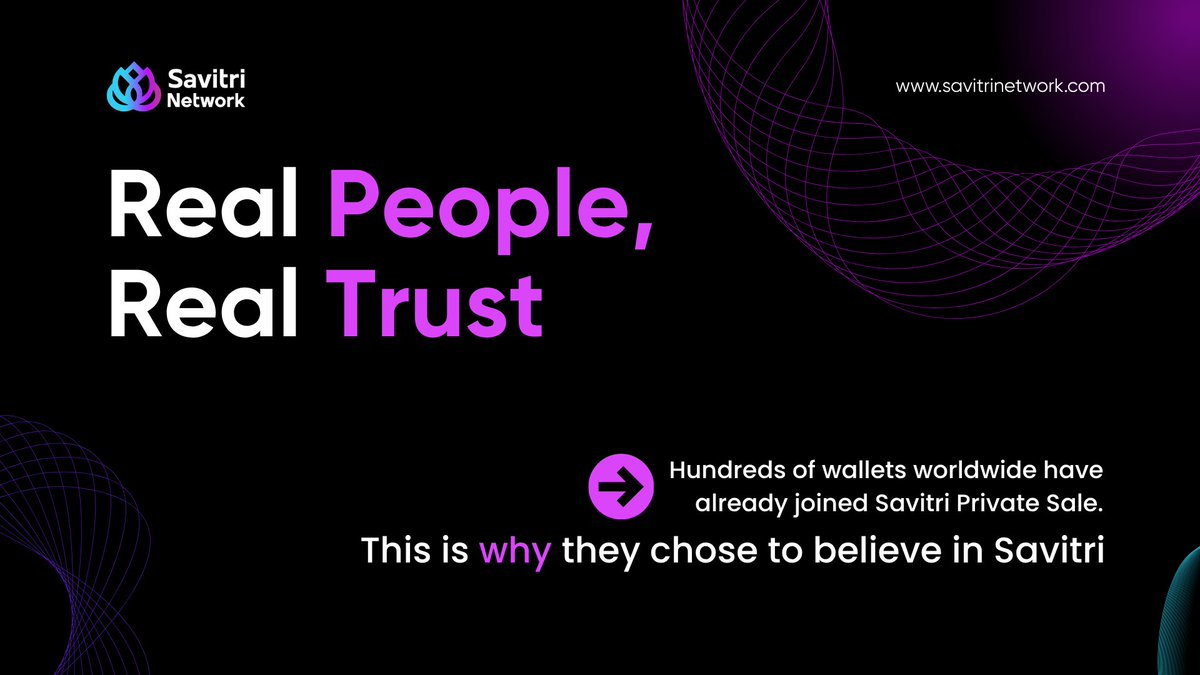 Savitri_Net's tweet image. 🌍 Real People, Real Trust

Savitri is growing every day and the strongest proof of our vision comes from the people already building it with us.

Here’s what early supporters are saying:
💬 “Savitri offers a transparent, low-cost blockchain that’s solving real-world problems.”…