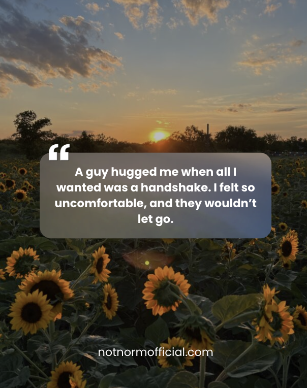 NotNormOfficial's tweet photo. It can start with something so simple but that doesn’t make it okay. Boundaries matter, and your comfort matters.

Tell us your story on our website; we’re listening. https://t.co/2L1vIyvp0h