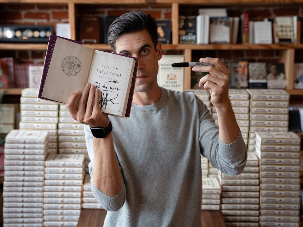 dailystoic's tweet photo. Signed and numbered first editions of "Wisdom Takes Work" by author @ryanholiday are available only through the preorder. Order yours before time runs out at https://t.co/TJHOoOp8EG https://t.co/kqFIXA7201