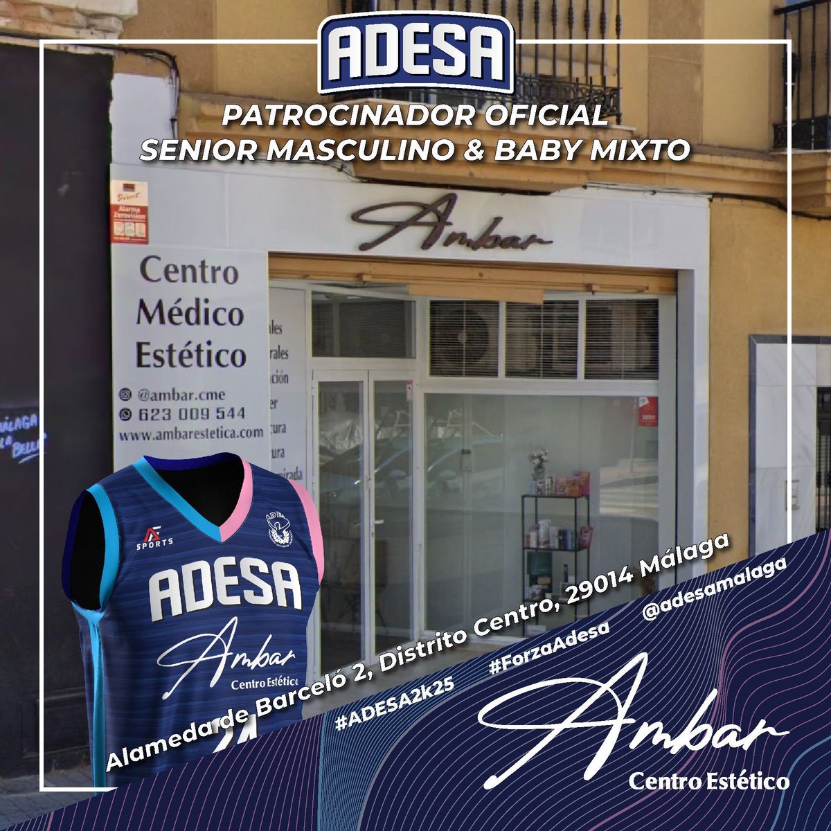 🏀💙 Creemos que el baloncesto se construye con esfuerzo, pasión… ¡y grandes aliados! Hoy queremos agradecer de corazón a Ámbar Centro Estético por su apoyo y confianza en nuestro proyecto. ¡Juntos hacemos familia! 💪 

#ADESA2k25 #ForzaAdesa #ProtagonistasDeLaHistoria