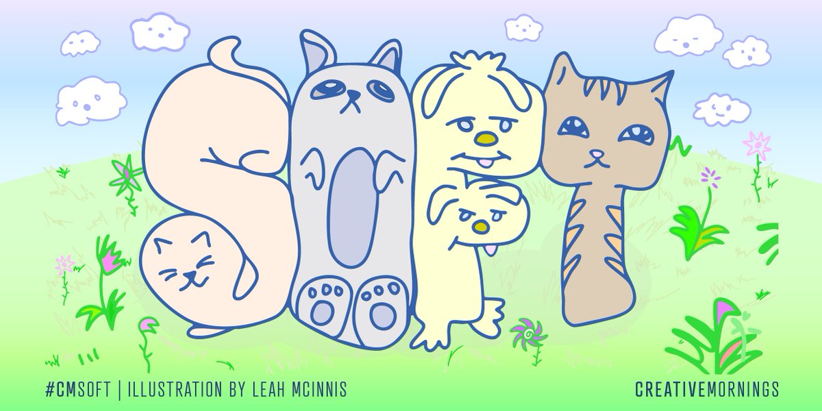 October’s global theme is SOFT. It was chosen by our Victoria chapter in British Columbia, Canada and illustrated by Leah McInnis.  creativemornings.com/blog/october-t… Make your feed more gentle with this month’s hashtag: #CMsoft