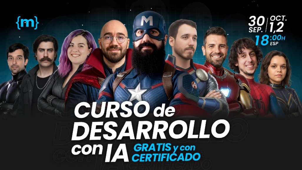 En 2h comienza la última clase del "Curso de Desarrollo con IA"

→ Aprende a automatizar procesos de desarrollo con IA
→ Te explicaré cómo conseguir el certificado gratis del curso
→ Y presentaré el proyecto más loco en el que he trabajado

Apúntate en mouredev.link/cursodesarroll…