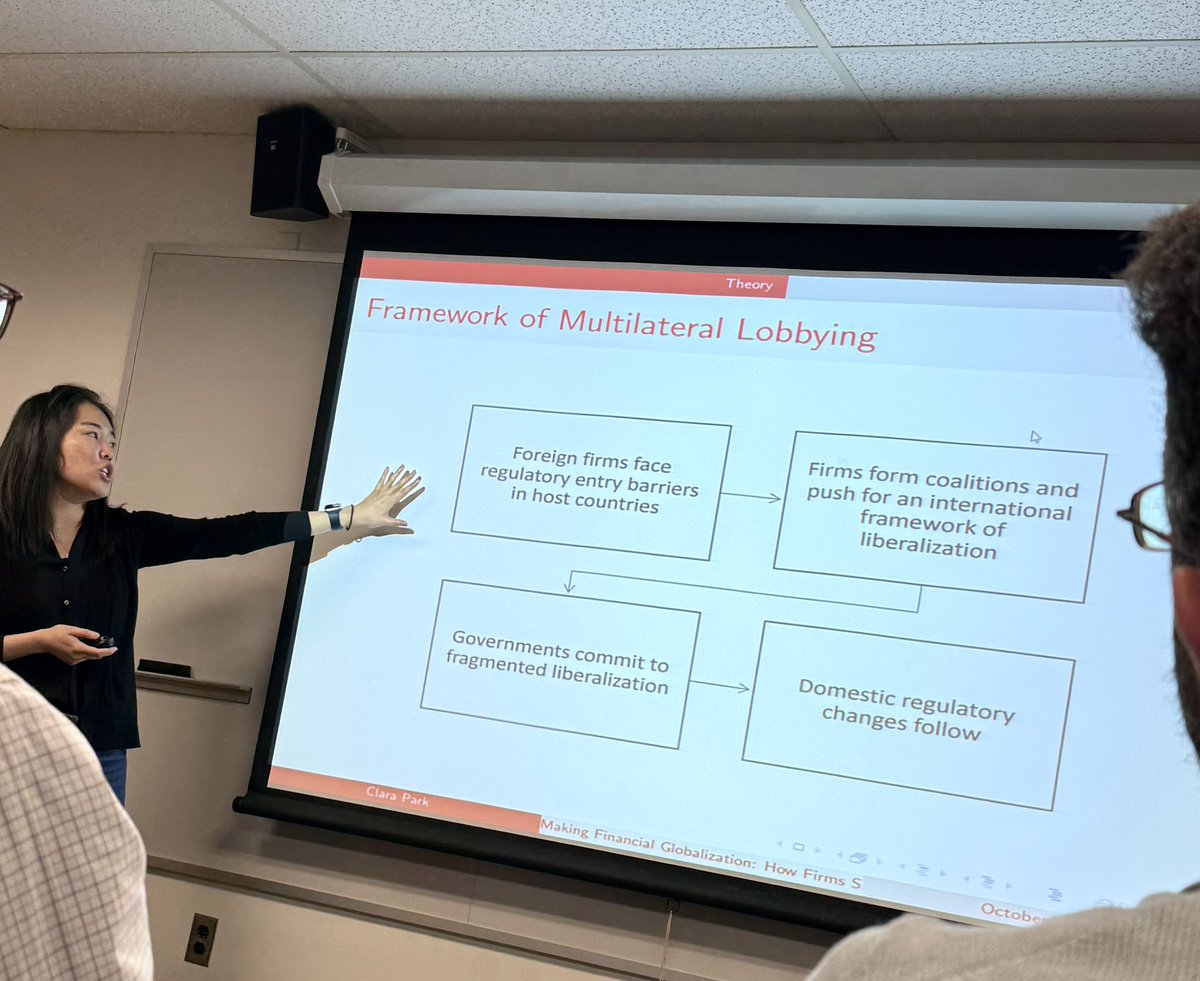 The <a href="/TUpolisci/">Temple PoliSci</a> Speaker Series welcomed Clara Park of <a href="/DukePoliSci/">DukePoliticalScience</a> to <a href="/TempleUniv/">Temple University</a>. She presented her award winning book, “Making Financial #Globalization: How #Firms Shape International Regulatory #Cooperation, published by <a href="/OUPAcademic/">Oxford Academic</a>.