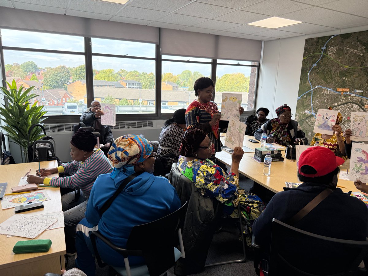 We are enhancing older people memory through arts and crafts. Colouring increases attentional level and arousal...Participants told us the health benefits of group activities and colouring...