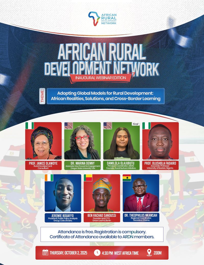 Excited to share that our Founder &amp; CTO will represent Green Leaf AI at the African Rural Development Network Webinar Series today! A great space to exchange ideas on rural development, African realities, and solutions 
oregonstate.zoom.us/meeting/regist…

 #GreenLeafAI #ARDN #AIforGood