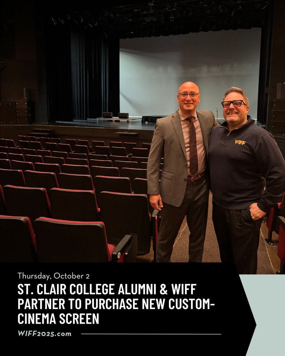 WIFF is grateful to St. Clair College for partnering in the purchase of a new custom-made, high-performance screen for the Chrysler Theatre.  Patrons will experience a more vivid picture and crisp colouring.

Experience the new screen for the first time at WIFF 2025 🍿