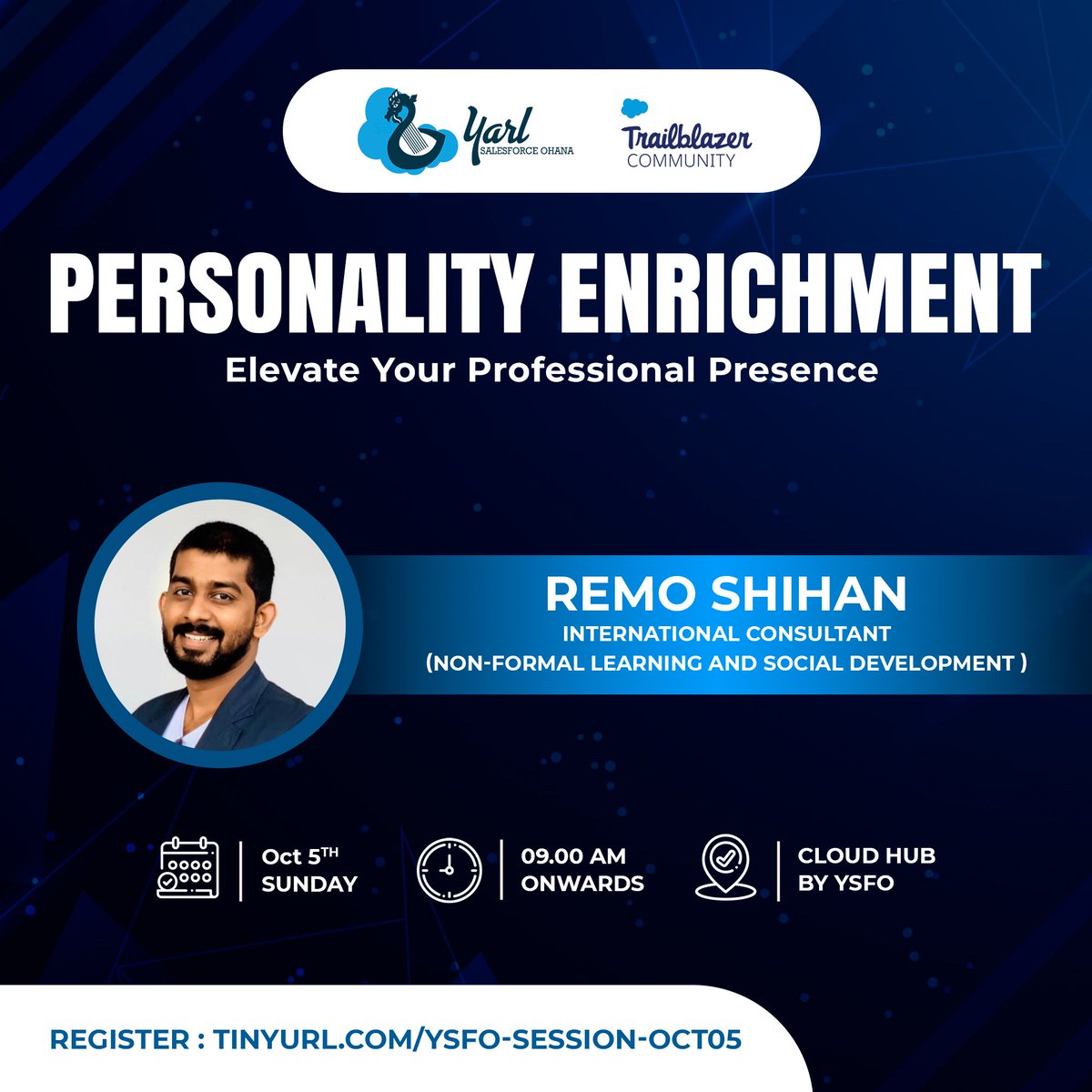 ✨ 𝐄𝐥𝐞𝐯𝐚𝐭𝐞 𝐲𝐨𝐮𝐫 𝐩𝐫𝐨𝐟𝐞𝐬𝐬𝐢𝐨𝐧𝐚𝐥 𝐩𝐫𝐞𝐬𝐞𝐧𝐜𝐞!

Join us for a Personality Enrichment session with Remo Shihan, International Consultant in Non-formal Learning and Social Development. Gain insights, sharpen your soft skills, and take your career journey to
