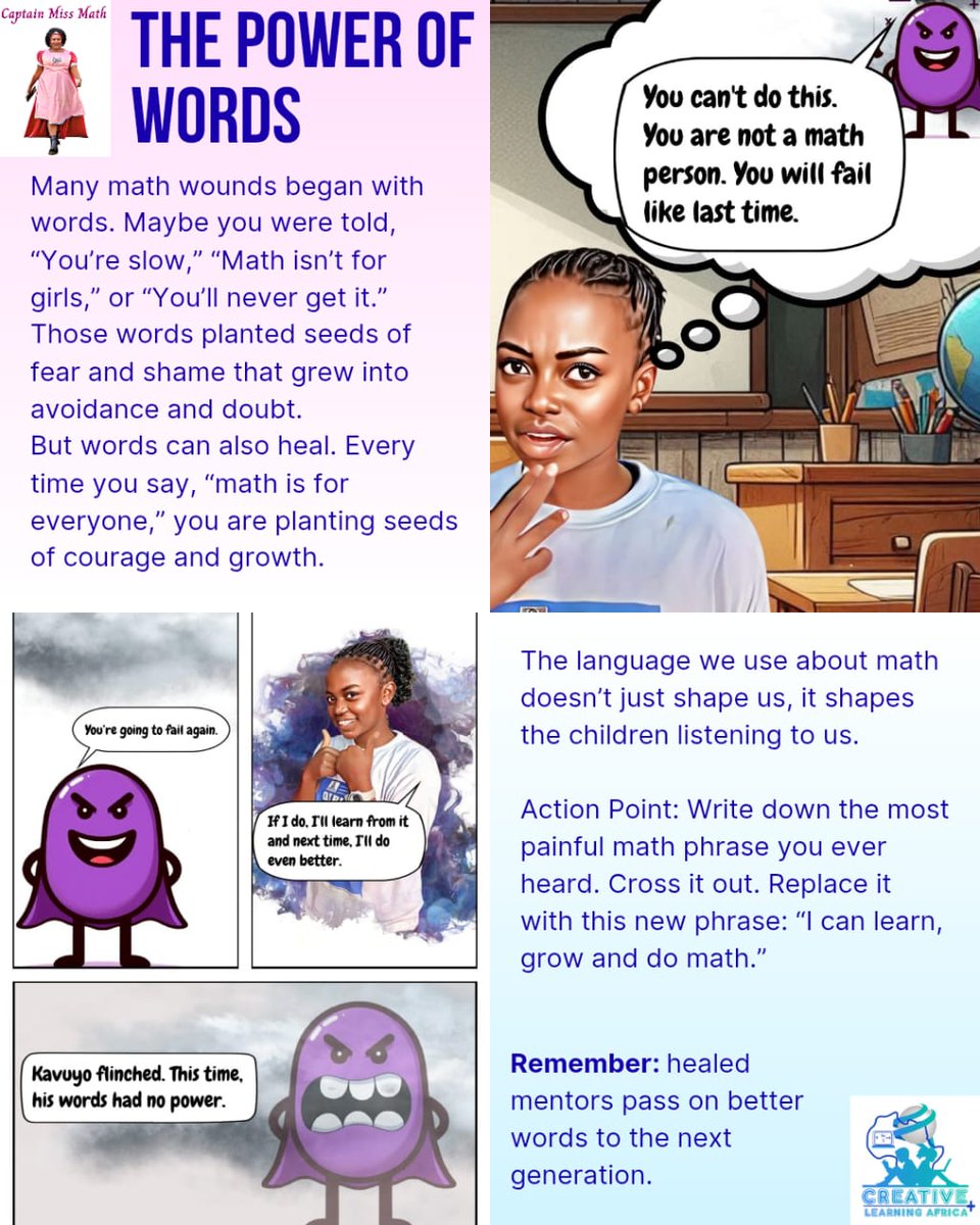 Day 2
The Power of Words

#HealingMathWounds
#MakingMathMarvelous
#CaptainMissMath
#creativelearningafrica

<a href="/TrevorNoahFdn/">Trevor Noah Foundation</a> <a href="/rlceastafrica/">RLC East Africa</a>