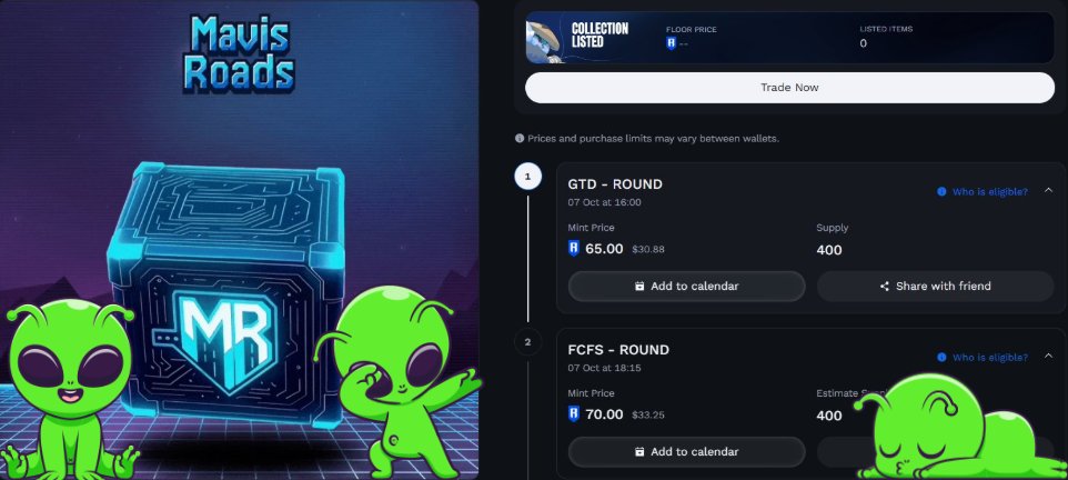 Yanggah_Dy's tweet image. The Carriers Cards Mystery Box Minting Event!

🎉 Giveaway: 1 GTD Spot &amp;amp; 10 FCFS 🎉

How to Enter:
📌 Follow @Yanggah_Dy  @MavisRoads 
📌 Like &amp;amp; Retweet
📌 Tag 3 friends
📌 Drop your Ronin Address (NO RNS) and Discord ID
📌 Join the Discord channel: discord.gg/mavisroads

MR🔥