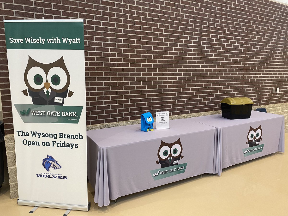 Wysong Bank will be open Fridays 8:30-8:55am! Last week 15 students deposited over $165! For more information please come to the bank!