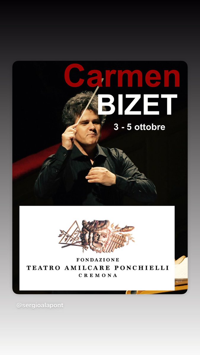 Felice di ritornare al @teatroponchiellicremona per dirigere questo capolavoro di Bizet con una meravigliosa produzione di <a href="/stefano/">SteFano Langone</a>.vizioli e due cast di straordinaria qualità come <a href="/emmpascu/">emmpascu</a> @josephdahdahtenor <a href="/emilia/">Emilia</a>.rukavina @pabloruiz_opera @rociofaus_soprano @alessia_merepeza