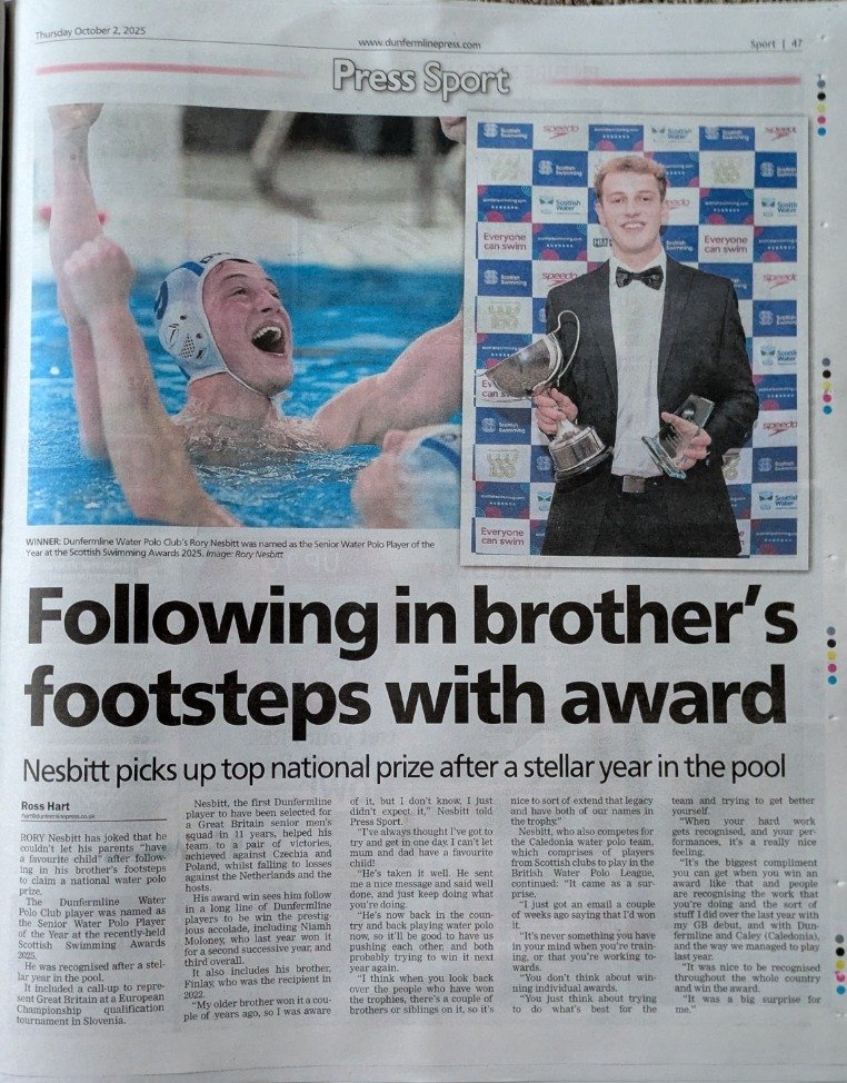 Dunfermline WPC (@dunfermlinewpc) on Twitter photo Two great articles on waterpolo in this weeks <a href="/dunfermlinep/">Dunfermline Press</a> by sports reporter Ross Hart.
Dunfermline Water Polo Club is based in Carnegie Leisure Centre and we're always on the look out for future stars of this exciting and tough aquatic team sport.......🤽♀️🤽♂️🤽♀️ Two great articles on waterpolo in this weeks <a href="/dunfermlinep/">Dunfermline Press</a> by sports reporter Ross Hart.
Dunfermline Water Polo Club is based in Carnegie Leisure Centre and we're always on the look out for future stars of this exciting and tough aquatic team sport.......🤽♀️🤽♂️🤽♀️