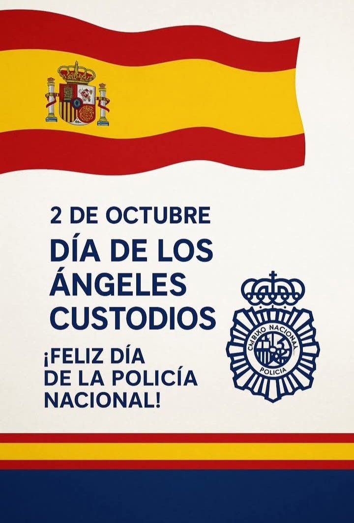 Hoy 2 de octubre Día de los Ángeles Custodios, hoy es vuestro gran dia

Muchas felicidades a todos los Agentes del Cuerpo Nacional de Policía.