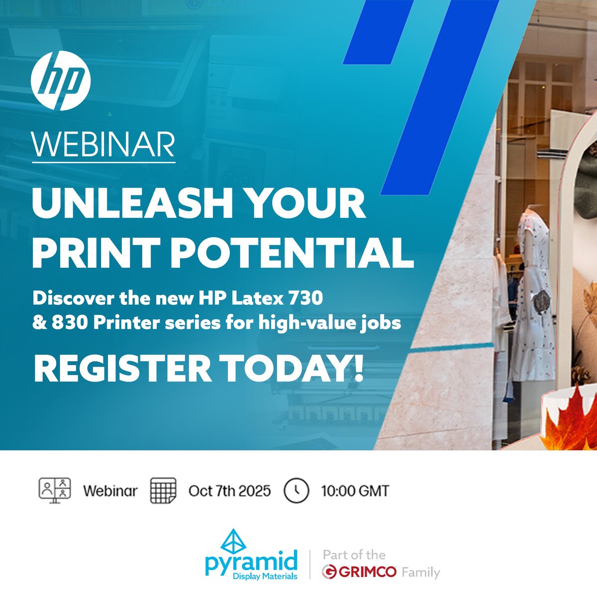 PyramidDisplay's tweet image. 🚀 Discover the new HP Latex 730 and 830 series in an exclusive HP webinar.
✅ High margin apps: wraps wallpaper and windows
✅ Eco certified technology 🌍
📅 Oct 7th 2025 | ⏰ 10:00 GMT

👉 Register here: 👉 eu1.hubs.ly/H0nw5Cr0