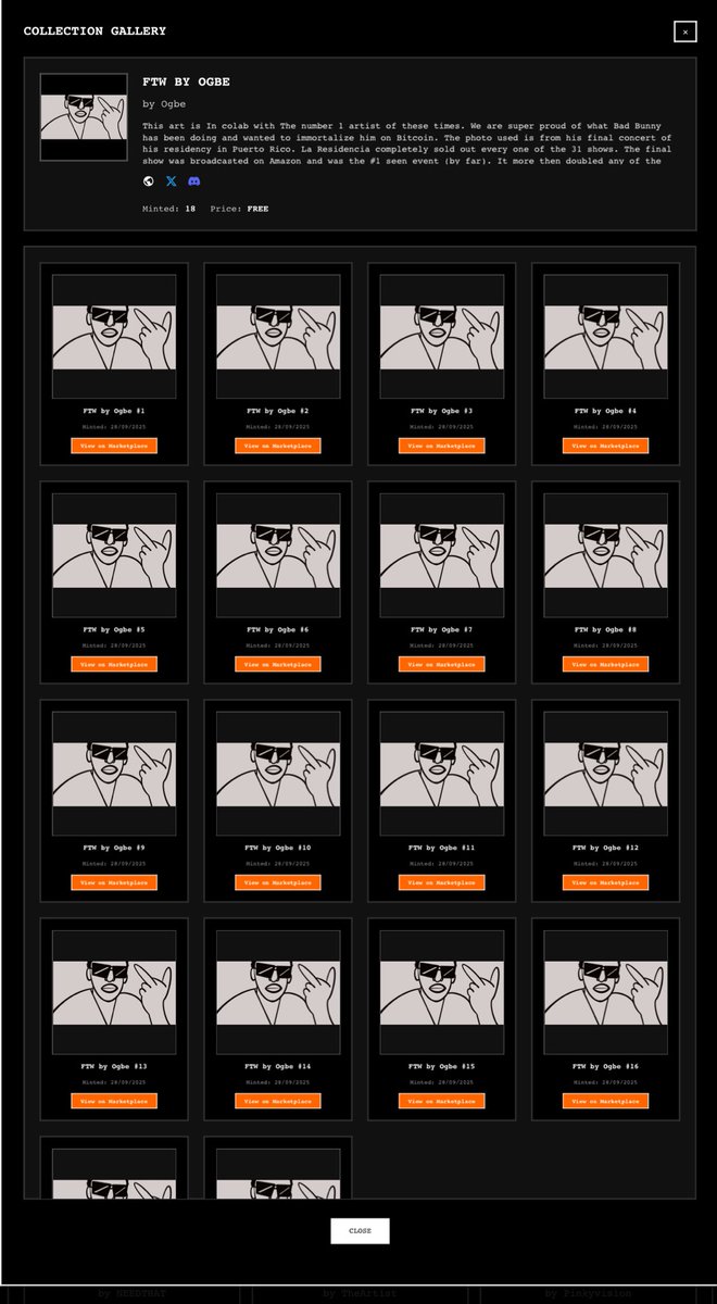 Completed collections on lunalauncher now have a gallery page. Marketplace exportable metadata is available for artists and will soon add these exports to the collection pages where artists enable it, so any marketplace can easily index a collection.