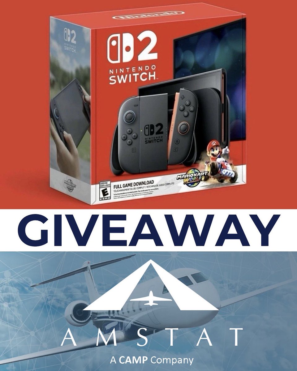 AMSTAT is giving away a Nintendo Switch 2 + Mario Kart World bundle at NBAA-BACE 2025 in Las Vegas!
 
Stop by our booth 2575 to enter
Drawing: October 16th at 12PM
Winner must be present to claim the prize

#NBAA2025 #amstat #aircraft #aviation #businessaviation #bizav