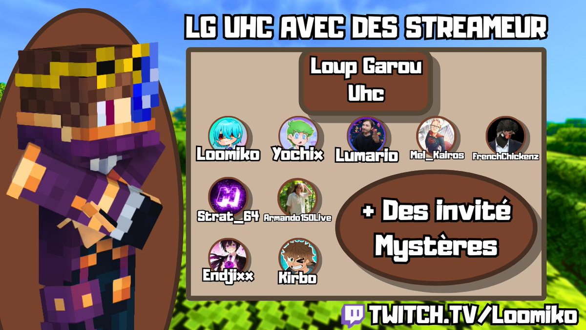 Je rappelle que j'organise un LG uhc avec des streameur ce samedi 4 a 21 h sur Twitch alors venez : twitch.tv/loomiko
