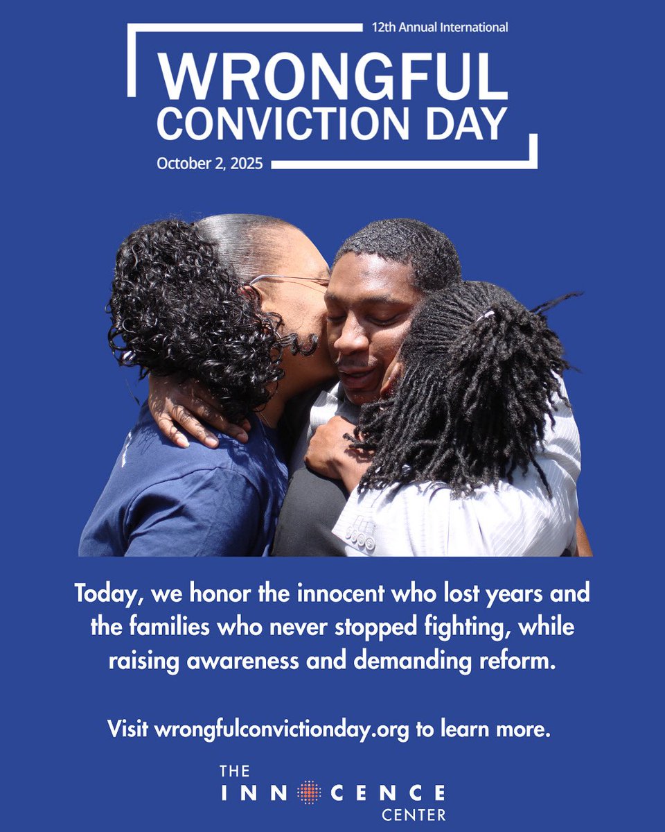 Today is  #WrongfulConvictionDay—a day to raise awareness about wrongful convictions &amp; the profound impact on innocent people &amp; their families. Since 1989, 3,730+ people have been exonerated in the U.S., collectively spending 34,694 years in prison for crimes they didn’t commit.