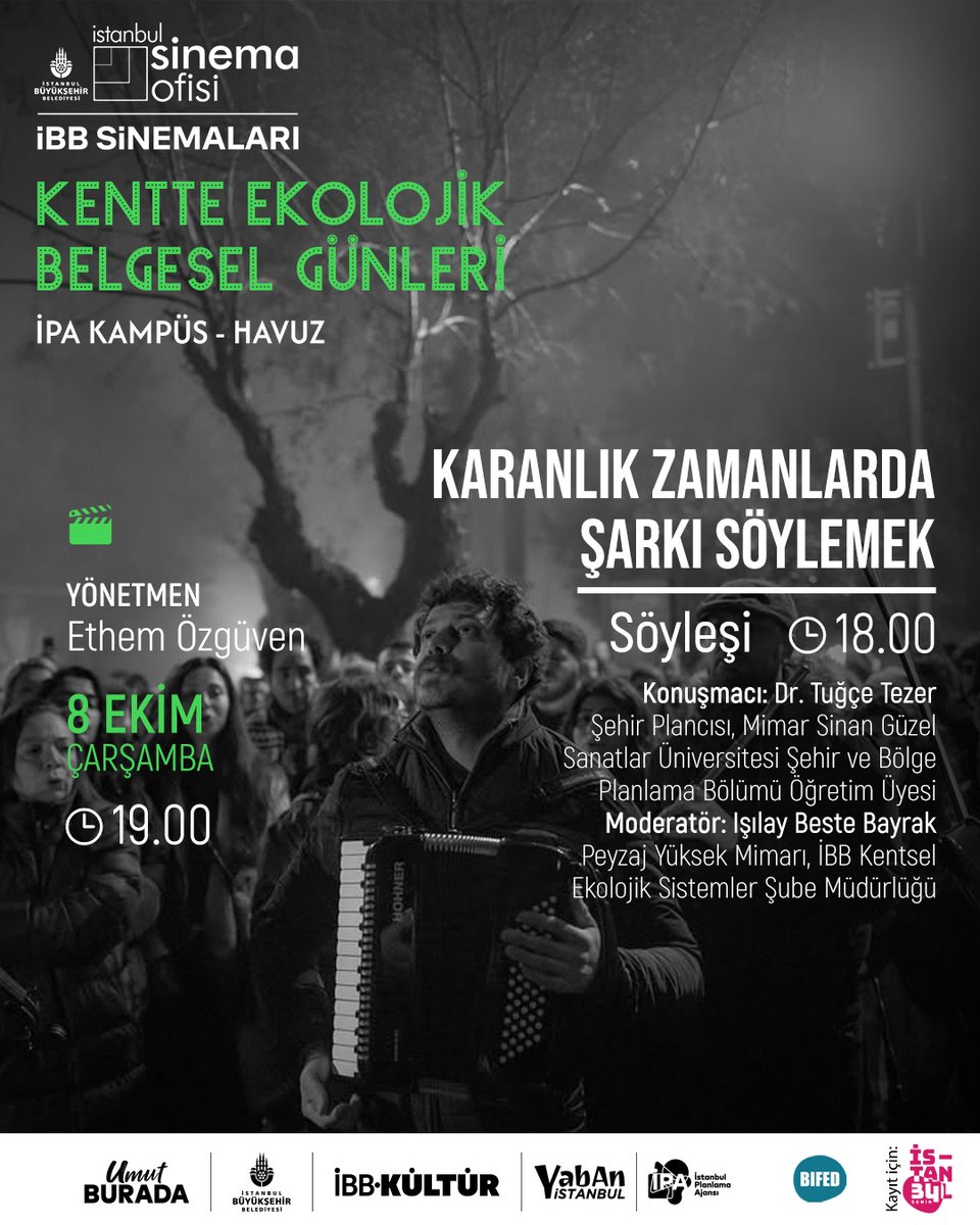 Kentte Ekolojik Belgesel Günleri başlıyor!

6-10 Ekim tarihlerinde İPA Kampüs - Havuz’da gerçekleşecek gösterimlerde; nehirlerin, denizlerin, iklim krizinin ve kültürel direncin hikâyelerine tanıklık ediyoruz.

Her gösterim öncesinde çevre ve ekoloji alanında uzman isimlerle