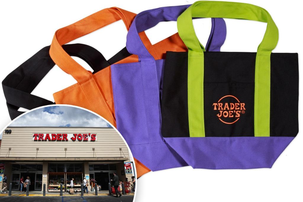 nypost's tweet photo. Trader Joe’s viral mini tote bag is back in stock — this time with a festive new design https://t.co/KYawbGsrmU https://t.co/9TrNYW0lKk