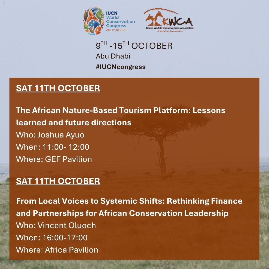 KWCAKenya's tweet image. Join KWCA at the #IUCNCongress2025 in Abu Dhabi from 9th-15th October to promote the role of inclusive community led conservation.
⁣⁣6️⃣KWCA speaking engagements
⁣🔊4 KWCA speakers
⁣⬇️Learn about each session and speaker
⁣⁣#IUCNcongress #NatureForAll #AbuDhabi2025