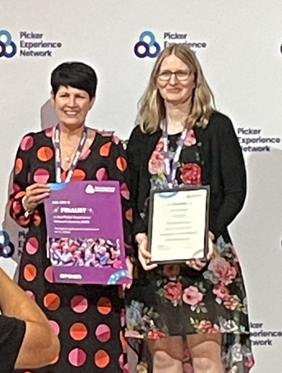 Breeda and Rhona receiving our finalist award for the Picker Experience Network Awards 2025 in the category Engaging and Championing the Public.  

We are extremely proud of the work of User Forum and for being a finalist in this category. 

Congratulations to the winners of this