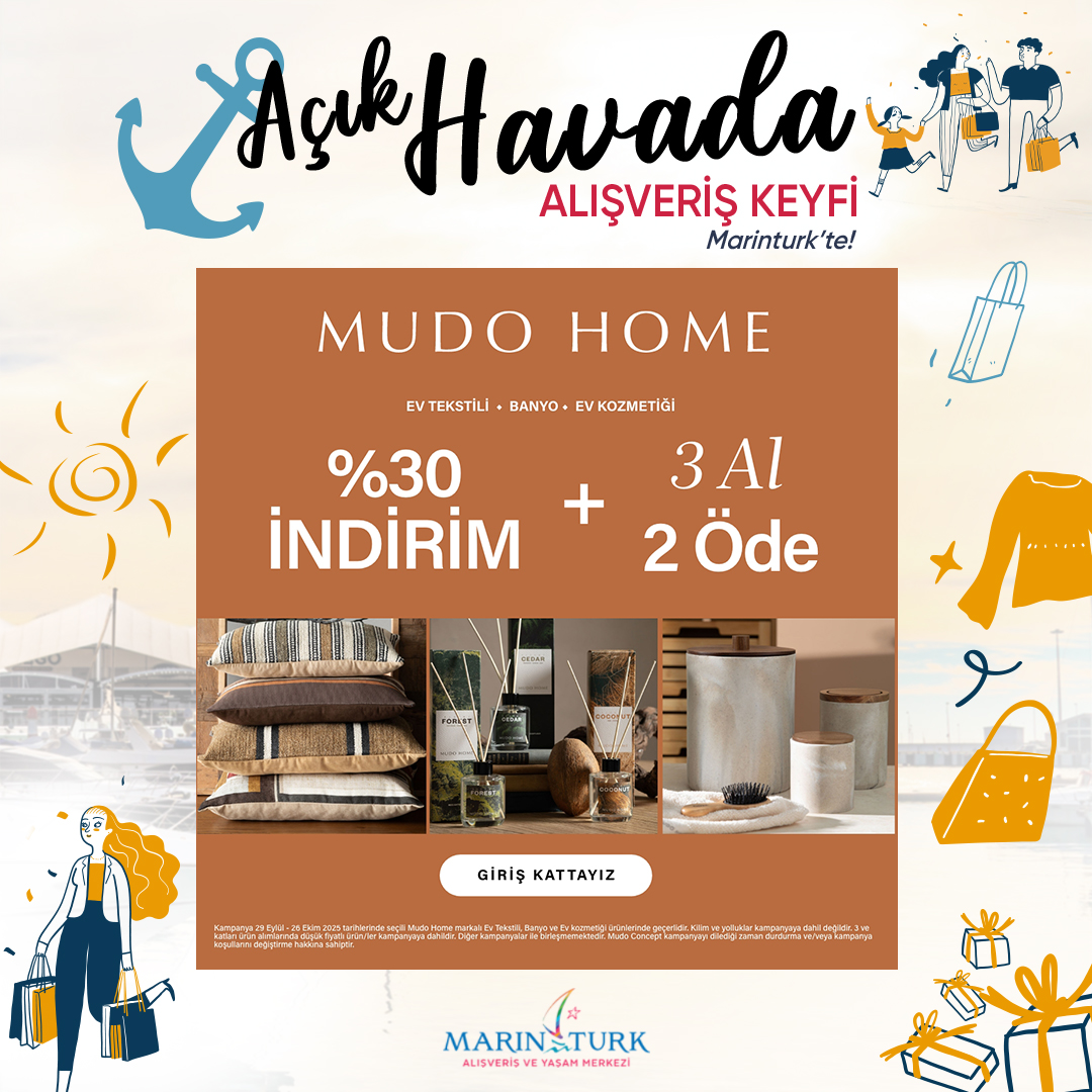 Evinizi yenilemenin tam zamanı!
29 Eylül – 26 Ekim 2025 tarihleri arasında Marinturk AVM Mudo Home’da ev tekstili, banyo ve ev kozmetiği ürünlerinde %30 İndirim ve 3 AL 2 ÖDE fırsatını kaçırmayın! 🛁🛏💛🛋✨ 

#Dekorasyon #Mudo #MudoHome #MarinTurkAVM #marinturkteyiz #reklam