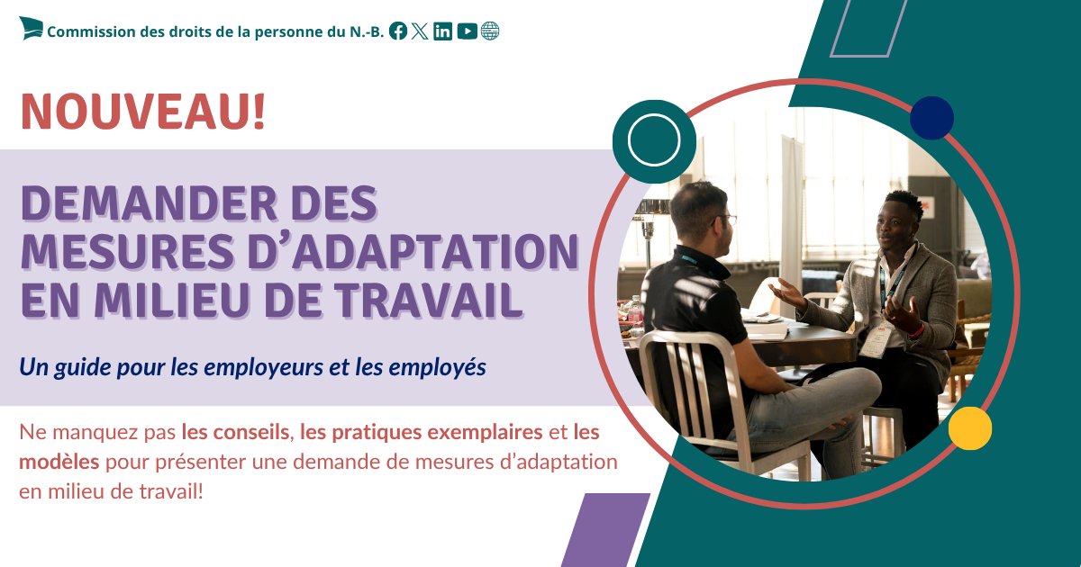 Voulez-vous discuter d’une demande d’adaptation au milieu de travail?

✅ « Demander des mesures d’adaptation en milieu de travail » à consulter pour des conversations respectueuses!

🔗Trouvez des conseils, modèles et pratiques exemplaires dans le guide : bit.ly/4pWqsLe