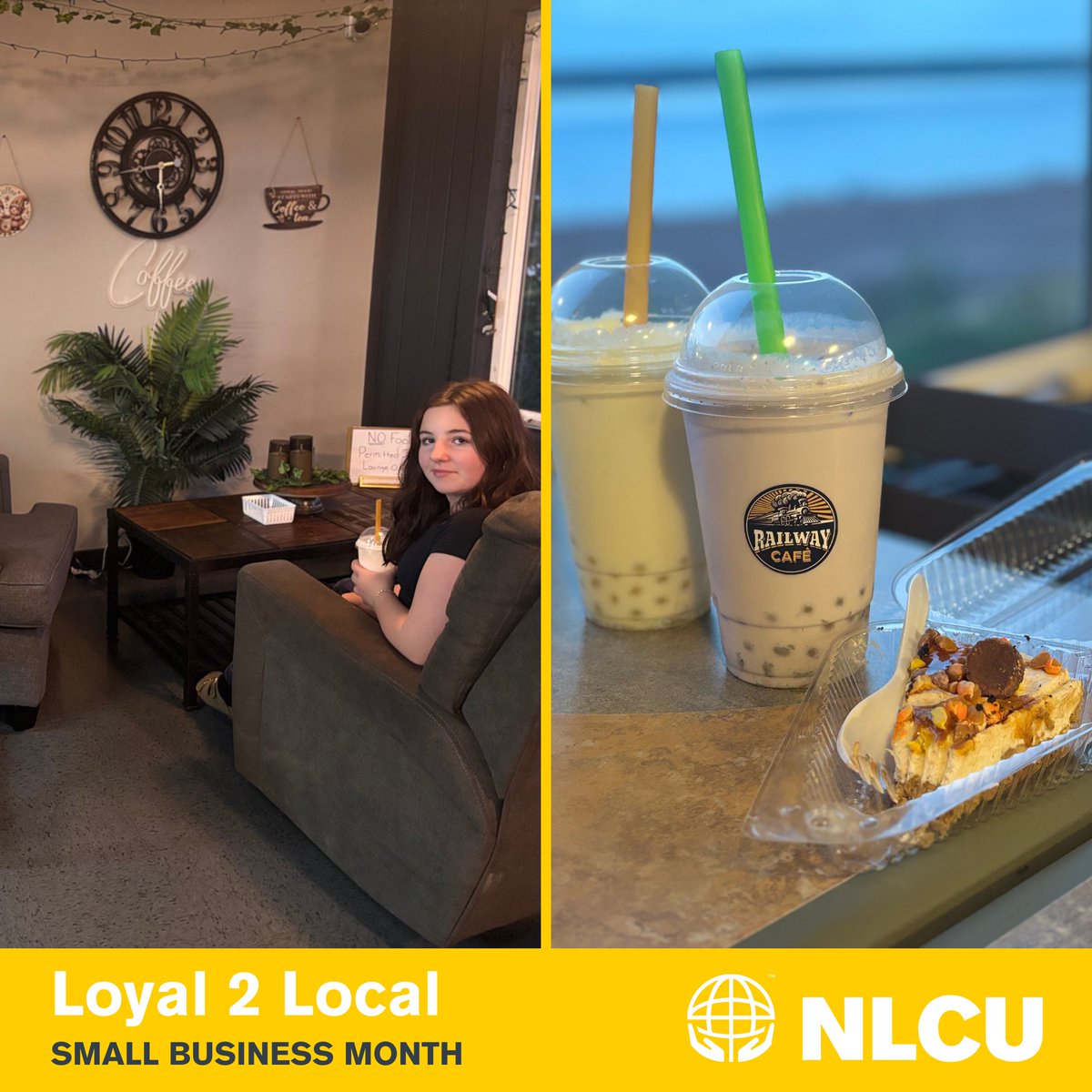 NLCU's tweet image. Member Service Advisor, Taylor, supports her favorite cafe for our #Loyal2Local initiative! &quot;Railway Cafe in Botwood is my go-to for delicious bites and family time. They’ve got everything you need!&quot;

#ShopLocal #SmallBusinessMonth