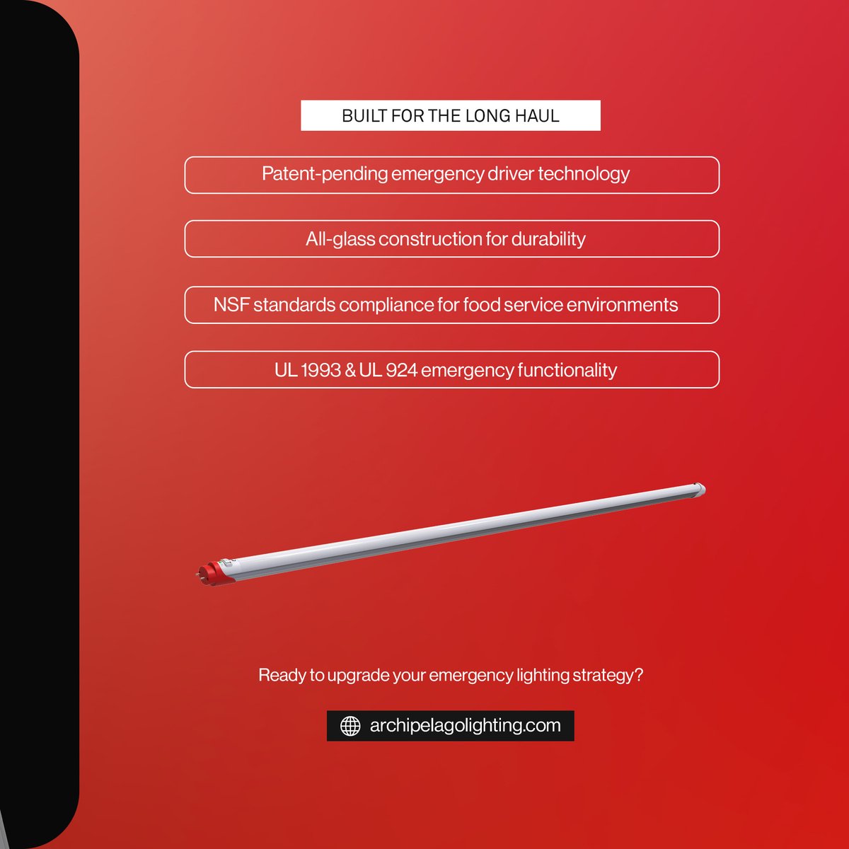 ArchipelagoLED's tweet image. Emergency + efficiency in one T8 💡
LT8F | EM5 = 30K hrs, auto compliance testing, 120LM/W, rebate eligible ⚡ Lower costs + no downtime.
#SmartInvestment #LEDInnovation #FacilityManagement