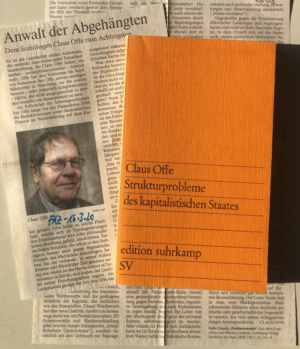 Claus Offe ist gestorben, teilt <a href="/MauSteffen/">Steffen Mau</a> mit.