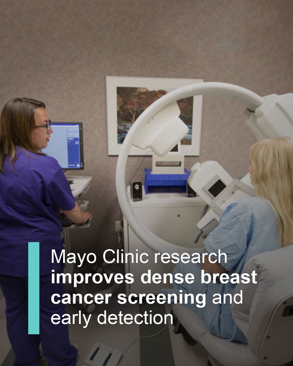 MayoClinic's tweet image. Mayo Clinic researchers found that adding molecular breast imaging, or MBI, to a 3D mammogram improved the ability to find cancer in dense breast tissue by more than double.

Learn more: newsnetwork.mayoclinic.org/discussion/may…