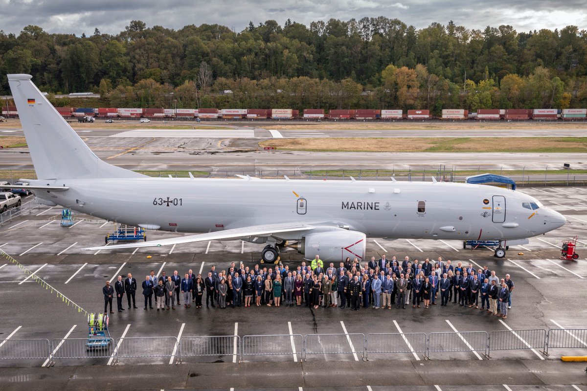The ceremonial delivery in Seattle of the first of eight Boeing P-8A Poseidons for the German Navy. Germany is the eighth county to receive the P-8 <a href="/deutschemarine/">Deutsche Marine</a>