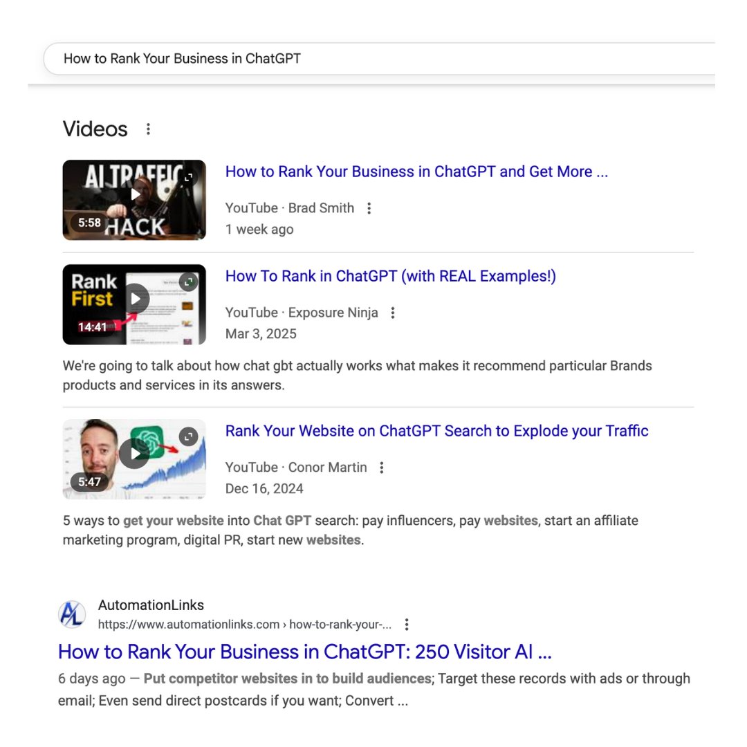 I've been telling everyone for the last 2 years that the best content you should be making right now is answering "HOW TO" questions. 

Yesterday I had two sales calls worth $20,000 from people who found my "how-to" videos in AI search results. 

The video in the image is ranking