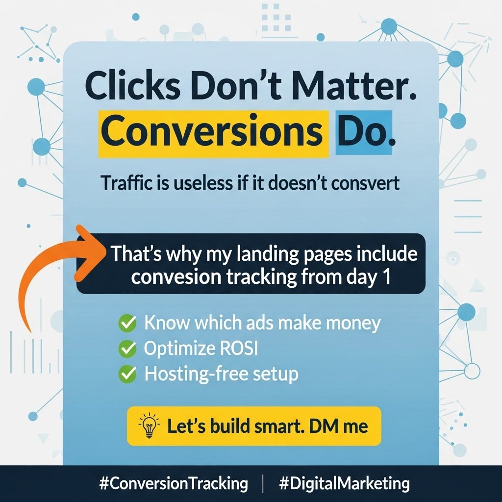 riazulto's tweet image. Clicks Don’t Matter. Conversions Do.”
Traffic is useless if it doesn’t convert.
 👉 That’s why my landing pages include conversion tracking from day 1.
 ✅ Know which ads make money
 ✅ Optimize ROI
 ✅ Hosting-free setup
💡 Let’s build smart. DM me.
 #ConversionTracking