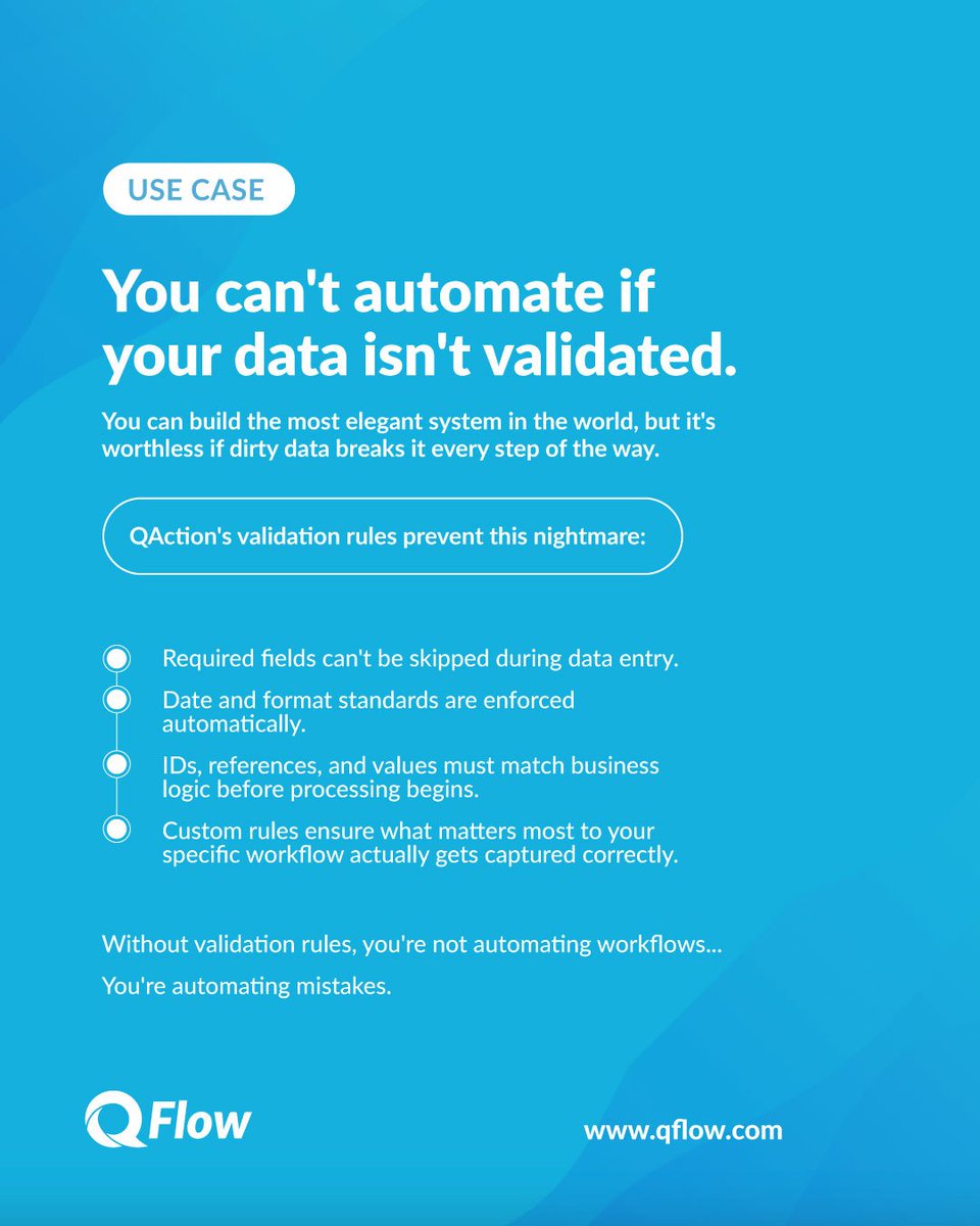 qflowsystems's tweet image. Ready to automate? Your workflows are only as strong as your data! 🚦 Sophisticated automation can grind to a halt when key fields are blank, dates aren’t standardized, or references get missed.

What data quality issues are sabotaging you before you even begin?