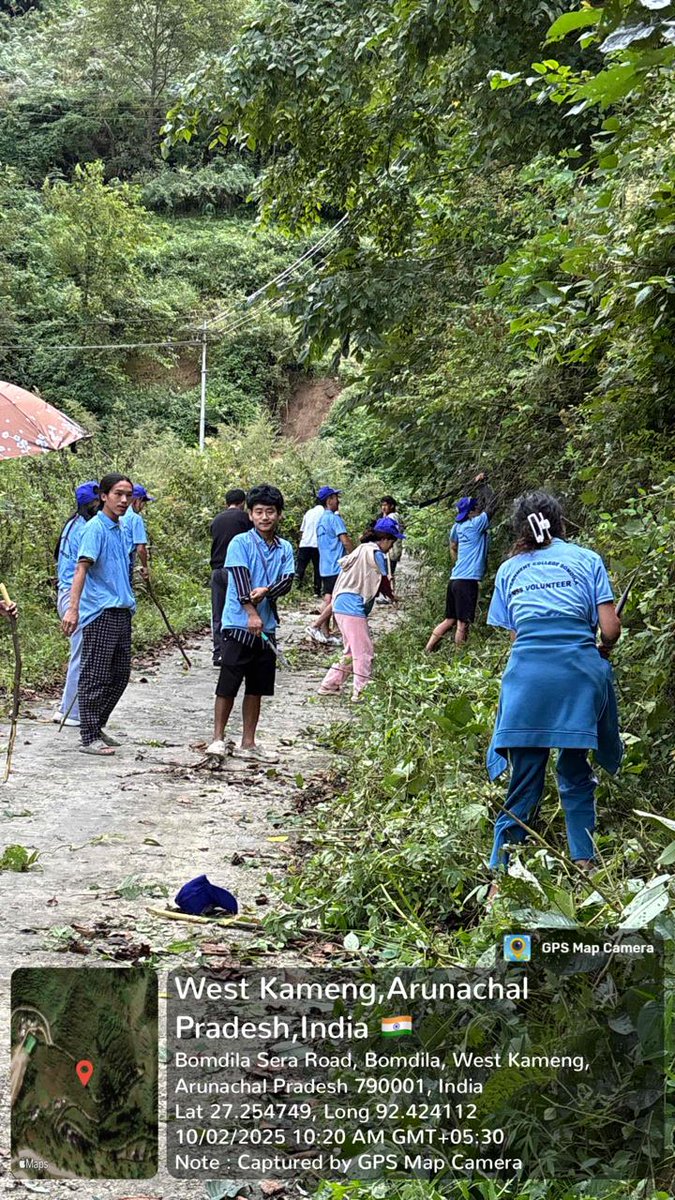 GCBNSSunit's tweet photo. The National Service Scheme (NSS) volunteers at Government College, Bomdila, organized a cleanliness drive on the college campus in observance of Gandhi Jayanti , 2025. https://t.co/8THjJAs0WB
